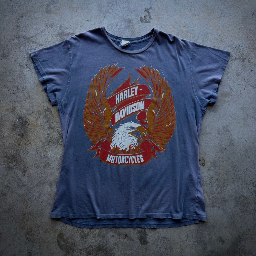 Vintage 70s - 80s style Made Worn Harley-Davidson Eagle Tee Faded XL